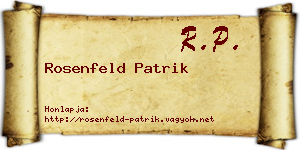 Rosenfeld Patrik névjegykártya